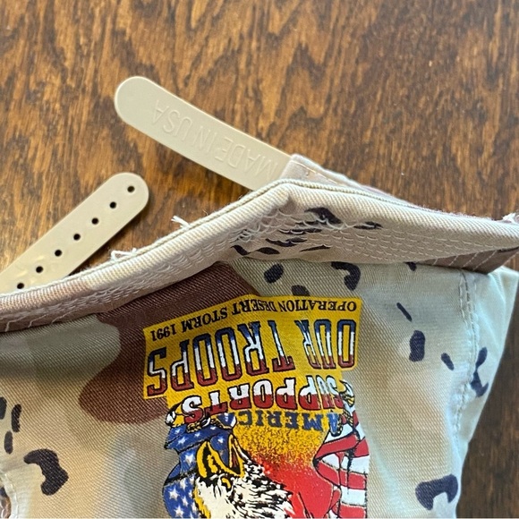 VTG 1991 Operation Desert Storm Plastic Snapback Ball Cap Hat Camo Eagle OSFA - Picture 13 of 13